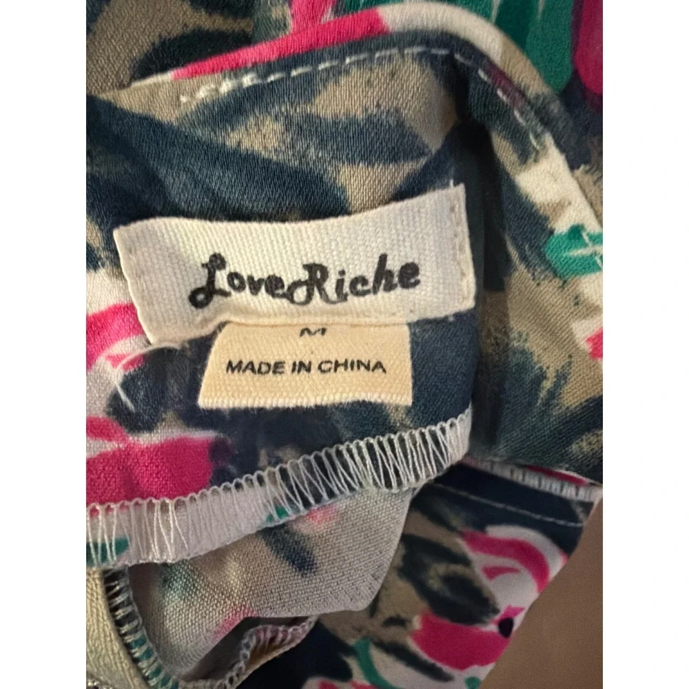 Love Riche Floral Mini Skirt Pink Teal Bodycon Exposed Back Zipper Size M